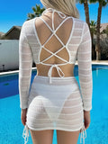4 Pieces Triangle Bikini 2026 With Mesh Tops & Skirt Swimwear Female Solid Swimsuit Women Bathers Bathing Swimming Swim Suit