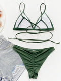 Bikini 2026 Sexy Green Cross Back Straps Swimwear Swimsuit Women Bikinis Set Bathing Suit Beach Bikini Female Push Up Banadores