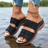 Vinatge Hollow Out Platform Sandals Women Lightweight Plus Size Wedges Sandles Woman Comfortable Thick Sole Casual Sandalias 43