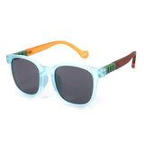 Fashion Silicone Square Sunglasses Contrasting Colours Jelly Colorful Frame Polarized Lens UV400 Boys Girls Age 3-12