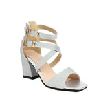 Fashion Cross Strap High Heels Sandals Party Wedding Bridal Shoes Summer Gold Silver Ladies Sandal Women