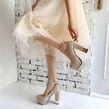 2025 New Style Women Pumps Thick Heel Drees Shoes Summer Bling platform Shoes Female Super High Heels Stripper Mujer Big Size 43