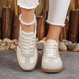 Korean Pink Striped Flat Shoes Women Spring Autumn Lace Up Platform Sneakers Woman Plus Size 42 Low Heel Casual Shoes Female