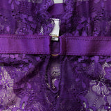 New Purple Sexy Lace Bodysuits Deep V Neck Halter Mesh Solid Color Bodysuits Charming  Pure Desire Transparent Flower Print OOB5