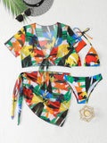 4 Pieces Triangle Bikinis 2026 Women Padded Swimwear Female Sexy Printed Swimsuit Bathers Bathing Swimming Swim Suit Beachwear