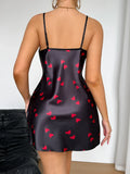 Sexy V Neck Heart Print Women Nightdress Summer Breathable Summer Sleepwear for Home and Party