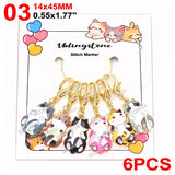 Cat Knitting Stitch Markers Metal Animal Enamel Charms Crochet Locking Knitting Markers Sew Accessories