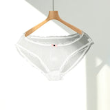 Lolita Mesh Panties Sexy Lace Briefs for Women Transparent Underwear Summer Bow Briefs Girl Low Waist Underpants Ruffle Lingerie