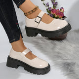 Patent Leather Thick Sole Mary Jane Shoes Women 2025 Ankle Buckle Platform Pumps Woman Round Toe High Heel Lolita Shoes Female