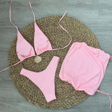 3 Pieces Bikini 2025 Sexy Women Swimsuit Swimwear Female Solid Bandage Skirt Bikini Set Biquini Bathing Suit Swimming Suit