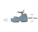 2025 New Summer Women High Heel Shoes Platform Square High Heel Ladies Sandals PU Leather Open Toe Buckle Dress Women Shoes