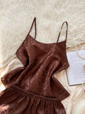 Fashion Leopard Print  Women Pajamas Set 2 Piece Elegant Sleepwear Round Neck Top Paired with Shorts for Home