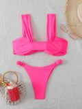 Strappy Bandeau Thong Bikinis 2026 Women Sexy Swimsuit Solid Brazilian Swimwear Female Bathers Bathing Swimming Swim Suit