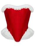 Women’s Sexy Christmas Lingerie, Santa Girl Bodysuit with Fringe Trim, Push-up Shapewear for Full Bust & Side Smoothing
