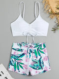 2026 Tie Dye Bikini Drawstring Swimsuit Women High Waist Shorts Swimwear Female Padded Bathing Suit Swimming Beachwear Summer