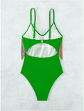 Colorful Tassel One Piece Swimsuit Women Sexy Hot Pink Push Up Tummy Control Swimwear Beach Backless Bathing Suit Monokini 2024