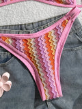 Crochet Striped Brazilian Bikini Women Swimsuit Female Swimwear Two-pieces Bikini Set High Leg Cut Bather Bathing Suit Swim Lady
