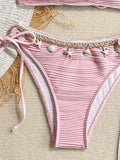 XS - XL Bandeau Wrinkled High Cut Bikini Women Swimwear Female Swimsuit Two-pieces Bikini Set Shell Bather Bathing Suit Swim