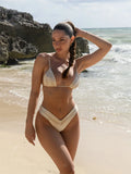 Miyouj Glitter Fabric Bikinis 2026 Sexy Bikini Set Folds Swimsuit Female Halter Bathing Suit Women Swimwear New Beachwear