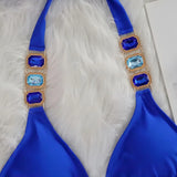 Halter Scrunch Butt Rhintstone Diamond Bikini Women Swimsuit Female Swimwear Two Pieces Bikini Set Brazilian Bathing Suit Swim
