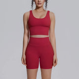 Women's Yoga Set Sports Running Fitness Beautiful Back Vest Hip Lifting Slim-Fit High Waist Shorts Training Gym Workout Suits