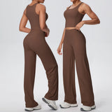 2PCS Yoga Set Women Tracksuit Nude Feeling Workout Sets Gym Clothes Push Up Fitness Running Sportswear Sport Straight tank suit