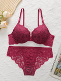 Women's sexy lace lingerie set with steel rims, gathered push ups, adjustable shoulder straps, comfortable lingerie set A2157
