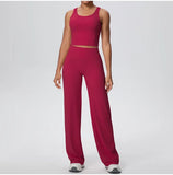 2PCS Yoga Set Women Tracksuit Nude Feeling Workout Sets Gym Clothes Push Up Fitness Running Sportswear Sport Straight tank suit