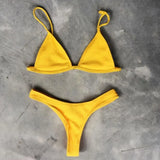 2 Pcs/Set Women Bikini Set Deep V Neck Padded Backless Adjustable Straps Quick Dry Swimming Three-point G-string Women Swimwear