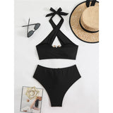 2026 Halter Cut Out High Waist Bikini Female Swimsuit Women Swimwear Two-pieces Bikini set Padded Bather Bathing Suit Swim V6256