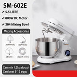 SUNATUR SM-602E DC Stand Mixer-5.5L Automatic Dough Mixer | 800W Quiet Motor | Home & Commercial Use