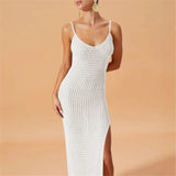V Neck Sleeveless Hollow Out Crochet Knitted Tunic Beach Cover Up Cover-ups Beach Dress Beach Wear Beachwear Female Women V7212