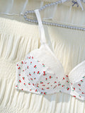 Wide Straps Plus Size Women's underwear set Flowers Lace Unlined Underwire Support Bra Comfort Lace Panties Lingerie Set