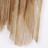 Sexy Fringe Tassel Mesh Sheer Shiny Knitted Tunic Beach Cover Up Cover-ups Beach Dress Beach Wear Beachwear Female Women V3321