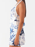 Women's Summer Fashion Party Beach Halter Neck Tank Dresses Sleeveless Deep V Neck Solid Color/Floral Print Mini Dress