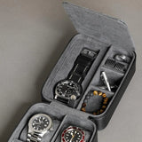 5-Watch Travel Case with Zipper | Durable Portable Organizer for Watches & Smartwatches up to 50mm (Black/Grey)