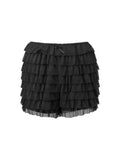 Women’s Layered Ruffle Bloomers Fashion Low Waist Bow Front Solid Color Shorts Casual Summer Mini Shorts