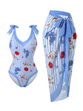 2026 Printed Strappy Swimsuit One Piece & Beach Dress Sexy Swimwear Women Bathing Swimming Swim Suit Female Padded Beachwear
