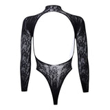 New American Style Fashion Men Vests Tops Crew Neck Sexy Hollow  Mesh Bodysuit Casual  Long Sleeve Tank Clubwear Party Costume