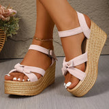 Summer Chunky Platform Sandals Women Plus Size 43 Ankle Buckle Wedge Heels Sandals Woman Thick Bottom Gladiator Sandalias Mujer