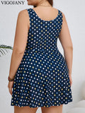 VigoJany 2026 Sexy Print 2 Piece Plus Size Tankini Set Women Strapped Curvy Dress Swimsuit Brazilian Beach Lady Big Bathing Suit