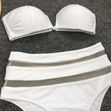 Sexy Bra Cup Bandeau Bikinis High Waist Bikini Women Swimsuit Female Swimwear Two-pieces Bikini Set Mesh Bathing Suit Swim Lady