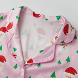 Women Two Pieces Christmas Pajama Set Santa Claus Print Long Sleeve Shirt with Shorts Fall Sleepwear Loungewear