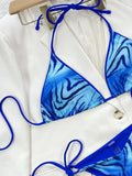 Bikini 2026 Sexy Tie Dye Print Triangle Blue Swimwear Swimsuit Women Halter Bikinis Set Bathing Suit Beach Bikini Female Tankini
