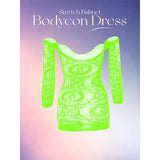 Women Sheer Mesh Long Sleeve Beach Cover Up, Sexy See-Through Fishnet Dress, Solid Bodycon  For Summer Beach Party