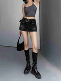 WOMENGAGA Korean Style Spicy Girl Denim Half Body Short Skirt Female Slim Tight Ultra Short A-line Slim Hip Skorts Fashion 3POJ