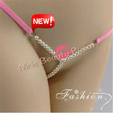 DEKA Elastic Crotchless High quality Real Pearl Thongs Women Low-Rise Hollow Sexy G-string Female Erotic Panties Underwear