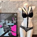 Elegant French Purple Halter Neck Bra Set Delicate Lace Bralette for Small Bust Layered Straps Lingerie UK Sizes MOYISU Sexy Bra