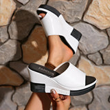 Women Wedges Slippers Summer High Heel Shoes Thick Sole Plus Size 42 Slip-on Style Female Street Fashion Sandals Outdoor Slides