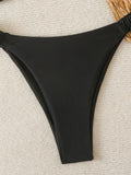 Strappy Bandeau Thong Bikinis 2026 Women Sexy Swimsuit Solid Brazilian Swimwear Female Bathers Bathing Swimming Swim Suit